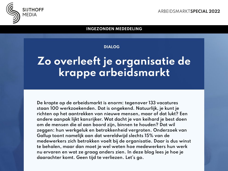 Zo overleeft je organisatie de krappe arbeidsmarkt